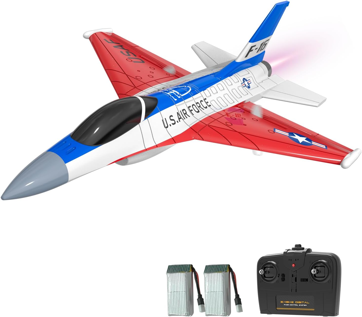 volantexrc RC Plane F-16 Fighting Falcon - 2.4Ghz 2CH Remote Control Airplane Jet Fighter Ready to Fly with Cool Lights, for Beginners,Adults (762-4)