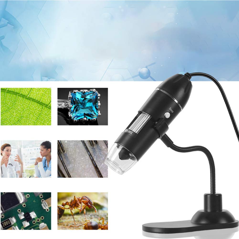Cámara de Microscopio USB, Aumento de 50x a 1000x, Microscopio Digital Portátil con 8 Luces LED, Soporte Ajustable, Cámara de Endoscopio para Estudiantes, Inspección Industrial