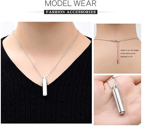 Miniatura 5 de Cenizas Recuerdo Urna Collar Cremación Joyas Ceniza cremada Colgante Botella de Vidrio Cenicero Collar Joyas conmemorativas-Plata