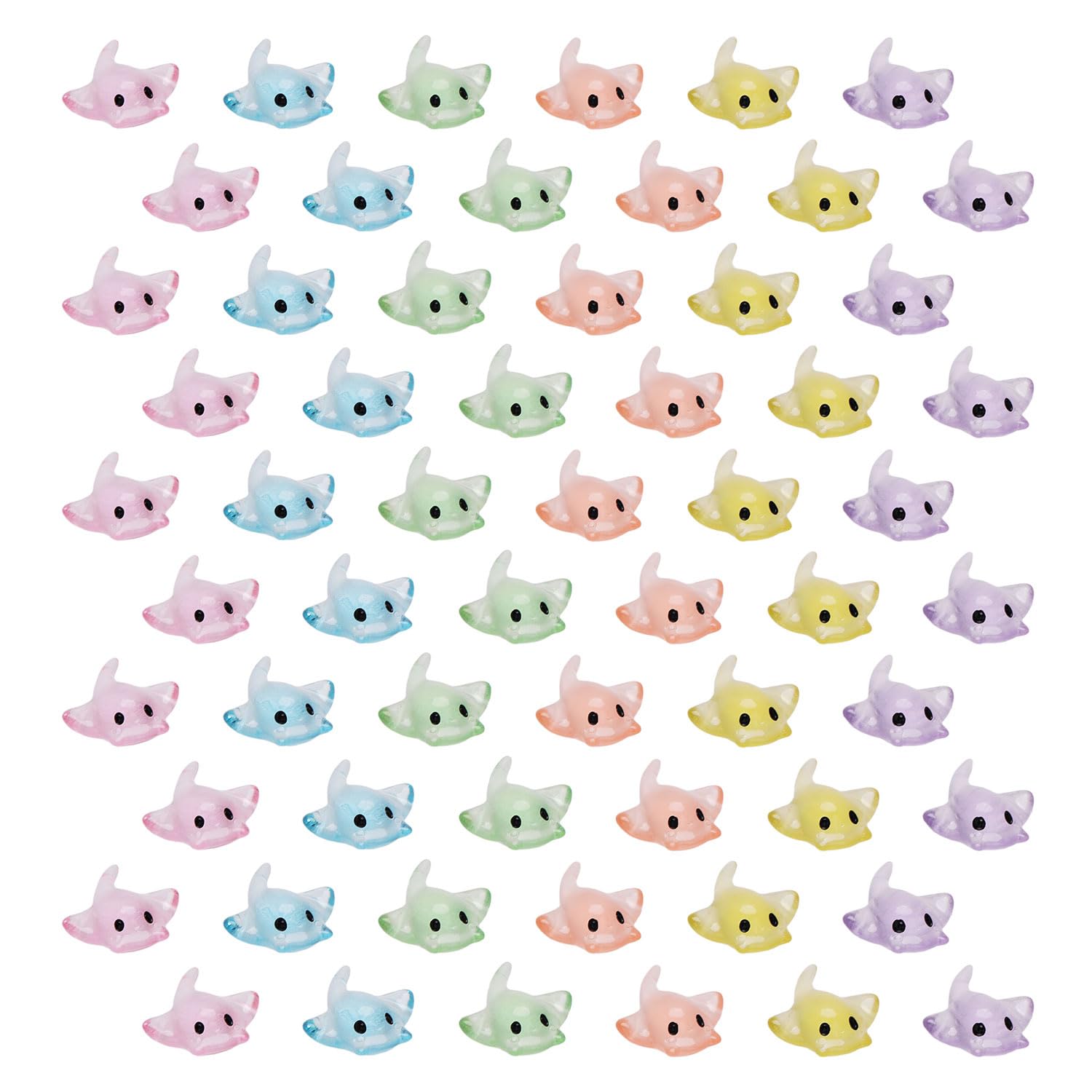 60pcs Mini Stingaree Figures, Mini Resin Manta Ray Miniature Stingaree Tiny Sea Animal Figurines Ornament for Stingray DIY Craft Garden Landscape Dollhouse Potted Plants Decorations(6 Colors)