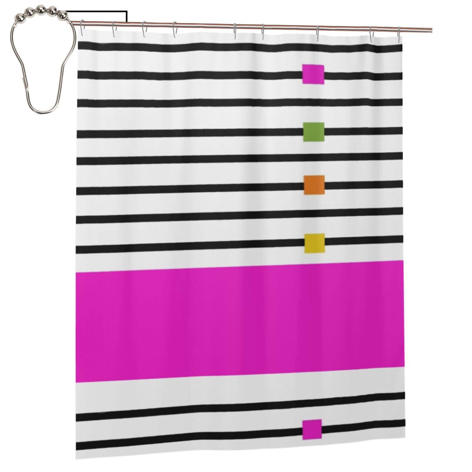 Egomed As Picture Shower Curtain 60X72 Inch,Bathroom Decor Waterproof Fabric Shower Curtains With Hooks,Colorful Stripes In Fuchsia