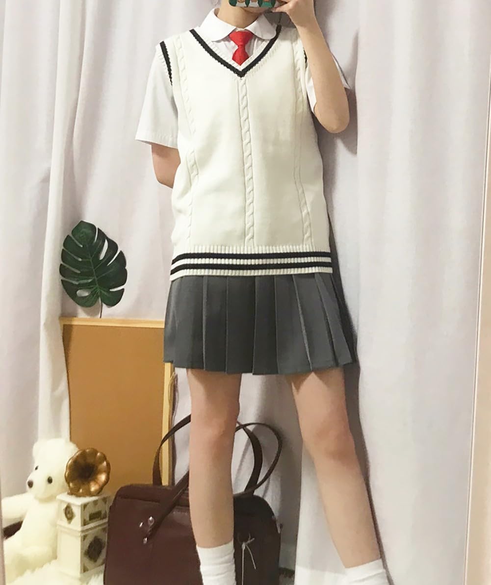 Women’s V Neck Sweater Vest School Uniform Solid Color Sleeveless Knit Sweaters Pullover Tank Tops - Image 3