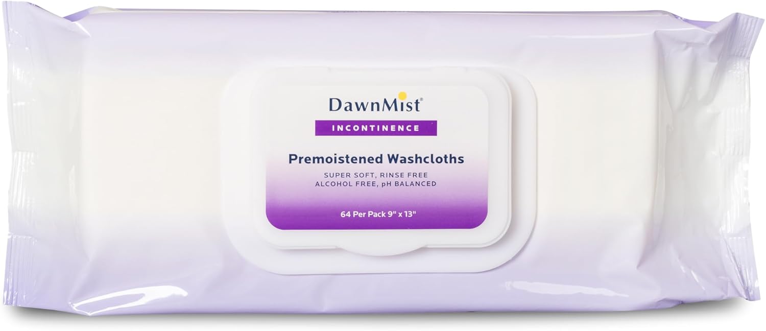 Dukal DawnMist Washcloths, 512 Count (8 Packs of 64) – 9" x 13" Disposable Pre-Moistened Wipes, Soft & Durable, Alcohol-Free, Hypoallergenic