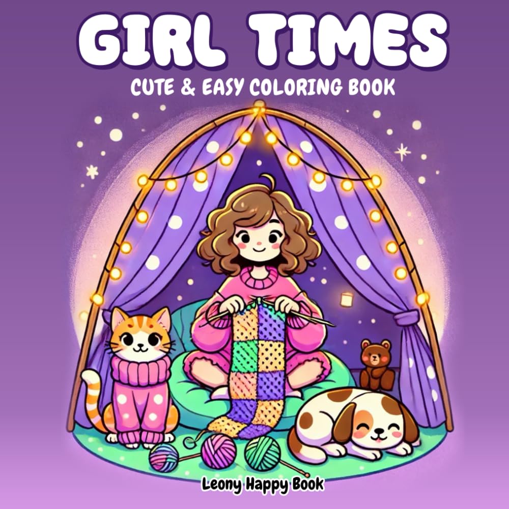 Girl Times: Coloring Book for Girls, Adults and Teens Featuring Cozy Moments and Girly Things,Simple Designs for Stress Relief