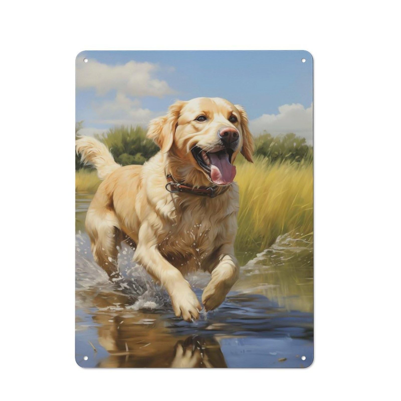 Metal Plaque 40x30cm with Yellow Labrador Retriever for Pub Or Café, Vintage Decor, for Pub Decor Enthusiasts