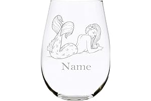 Personalized Little Mermaid Wine Glass - Printed with Your Name, Durable and...