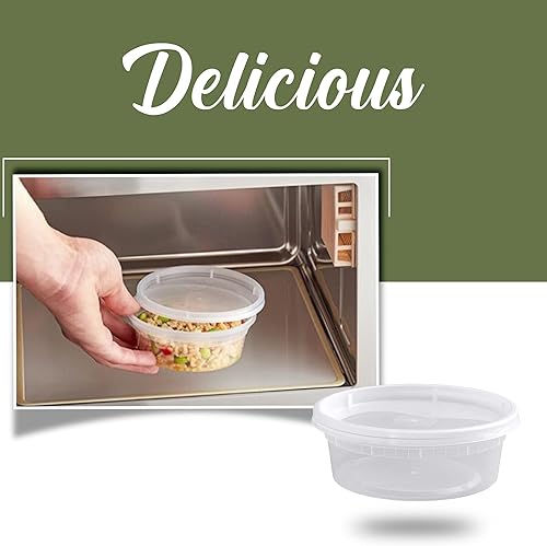 Miniatura 2 de RESTAURANT FEEDER Vasos de plástico transparente, recipiente de plástico translúcido para microondas y tapa, paquete combinado de 8 onzas, 240 tazas
