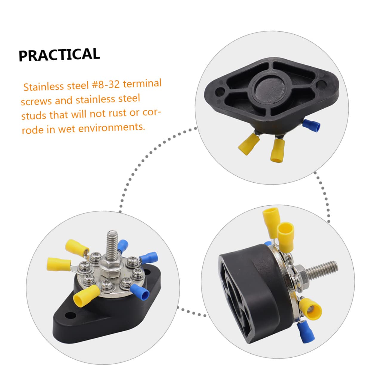 2 Set Morsetto Distribuzione Batteria Auto Terminale Bus Bar Vie Nero con Viti e Terminali per Sistemi Elettrici Auto Rv Resistente e Antiruggine