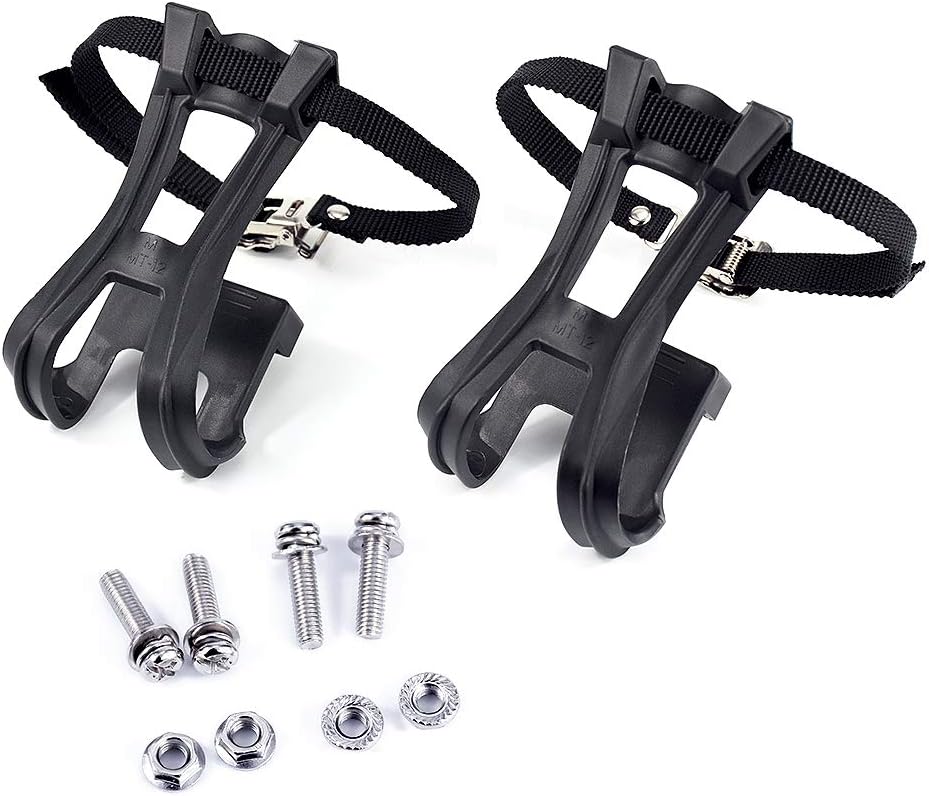 Esnow1 Pair Toe Clips with Strap Belts Cycling MTB Road Mountain for Bicycle Pedal