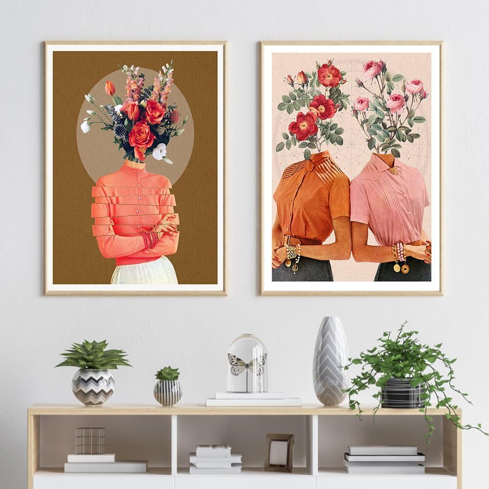 Amazon.co.jp: ウォールアート写真 ヴィンテージコラージュ 2人の女性