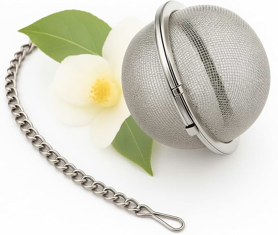 Infusor de Chá em Aço Inox 4,5cm Individual – Coa e Peneira Todos os Tipos de Chá – Durável, Prático e Fácil de Limpar