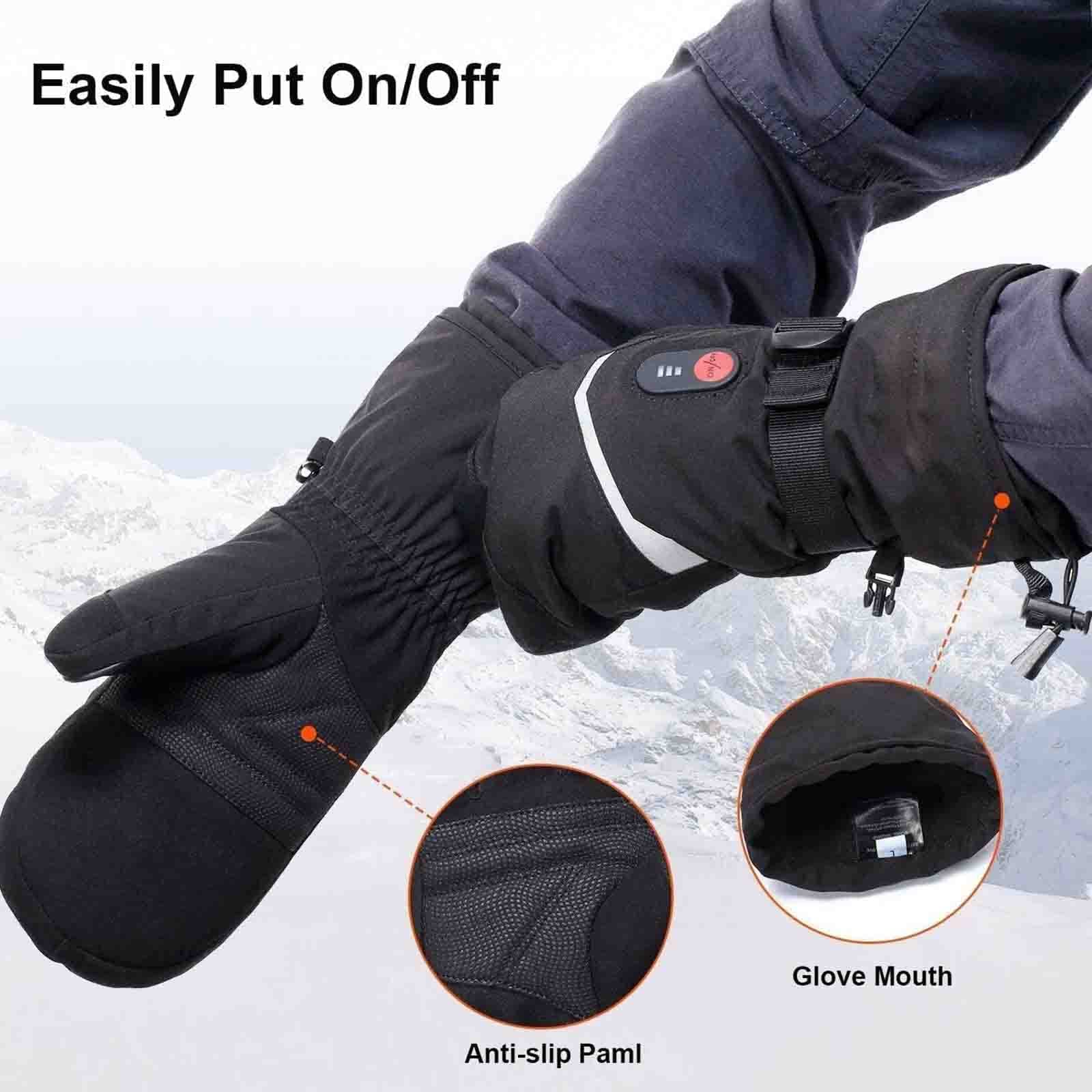 Manoplas térmicas Guantes de esquí para Hombres y Mujeres, Guantes térmicos de batería Recargable eléctrica para esquí de Invierno, Patinaje sobre Nieve, Acampada, Senderismo