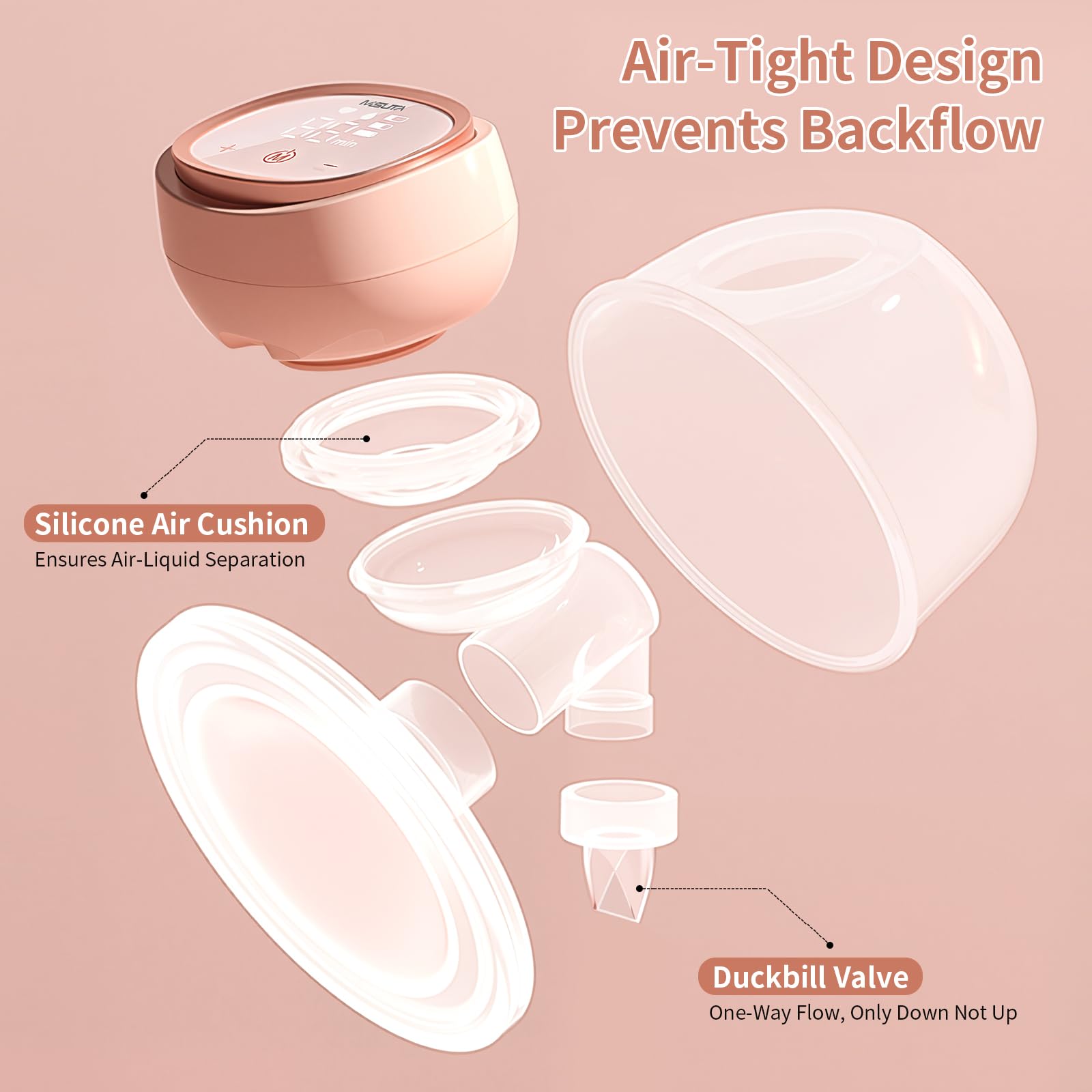 Electric Breast Pump（1 Pcs）, Hands Free of Longer Battery Life & Smart LED Touch Screen,Portable Electric Breast Pump with 3 Modes & 9 Levels,Low Noise,Safe & Easy to Clean,26 mm Flange,Pink