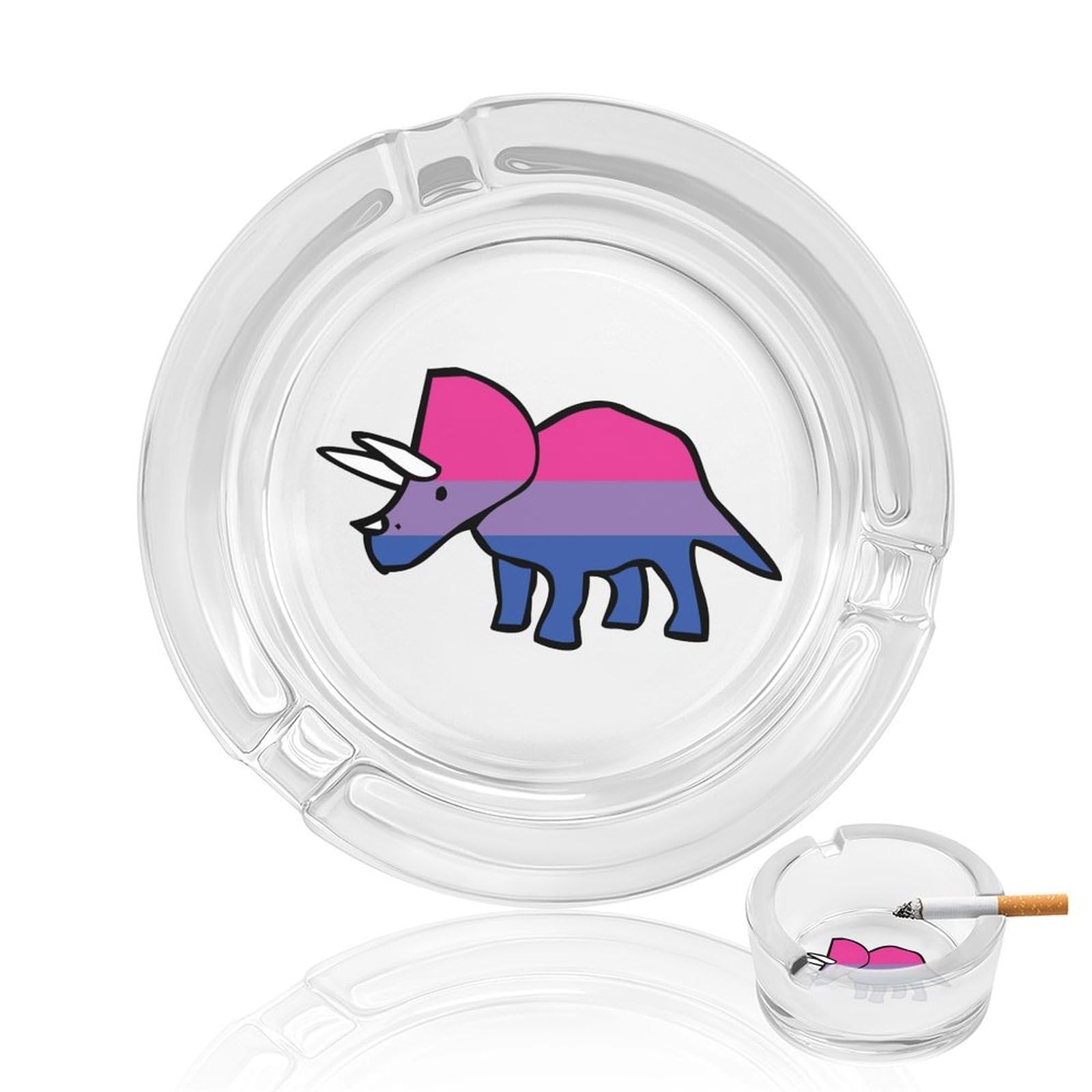 Nclqvjxzkhw Style Biceratops Glass Ashtray Round Ash Tray Smoking Trays For Home Garden Outdoor