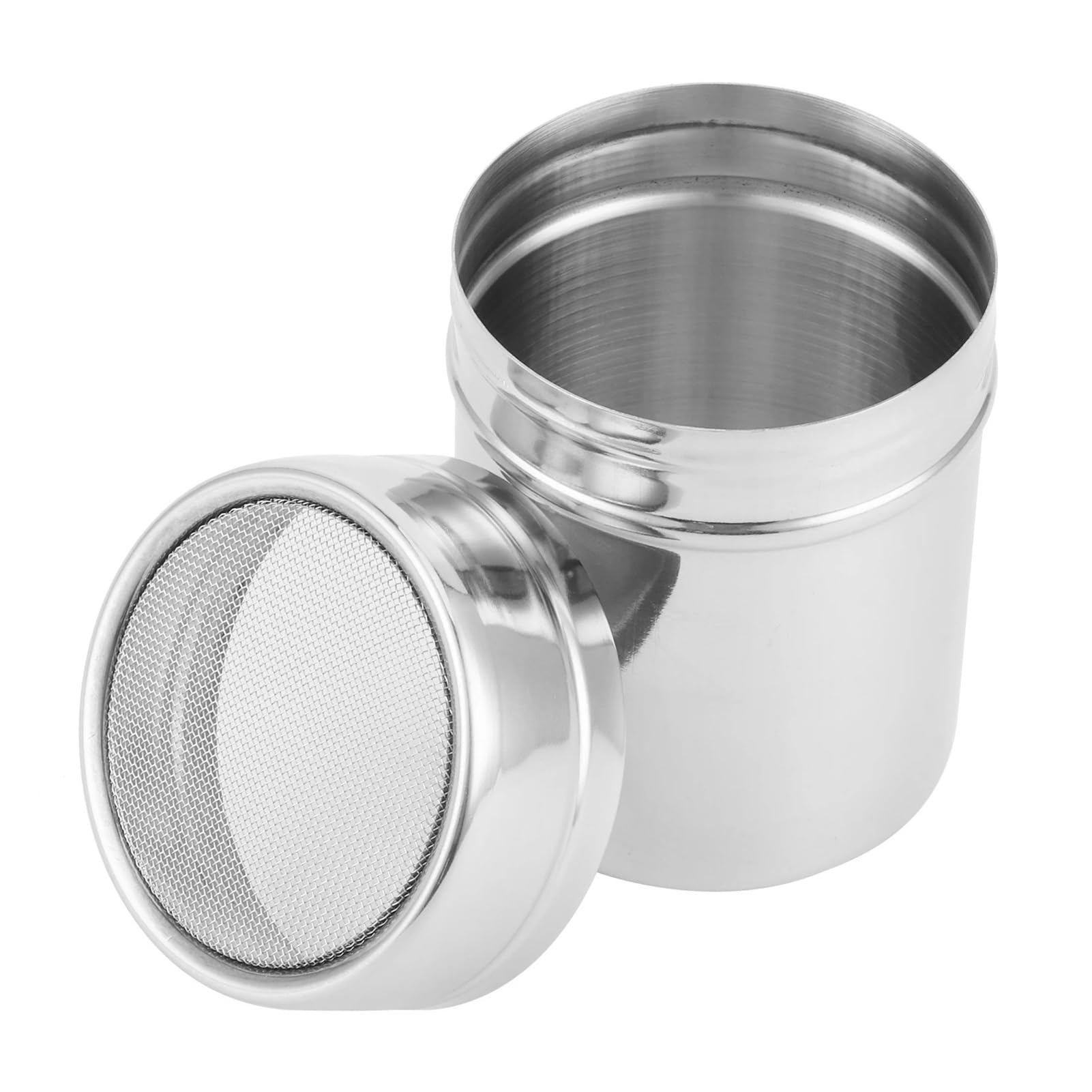 Coctelera de Polvo Malla Fina 4 Piezas Acero Inoxidable para Casa | For cocina, hornear, cocinar en polvo, draga, agitador de azúcar en polvo(L)
