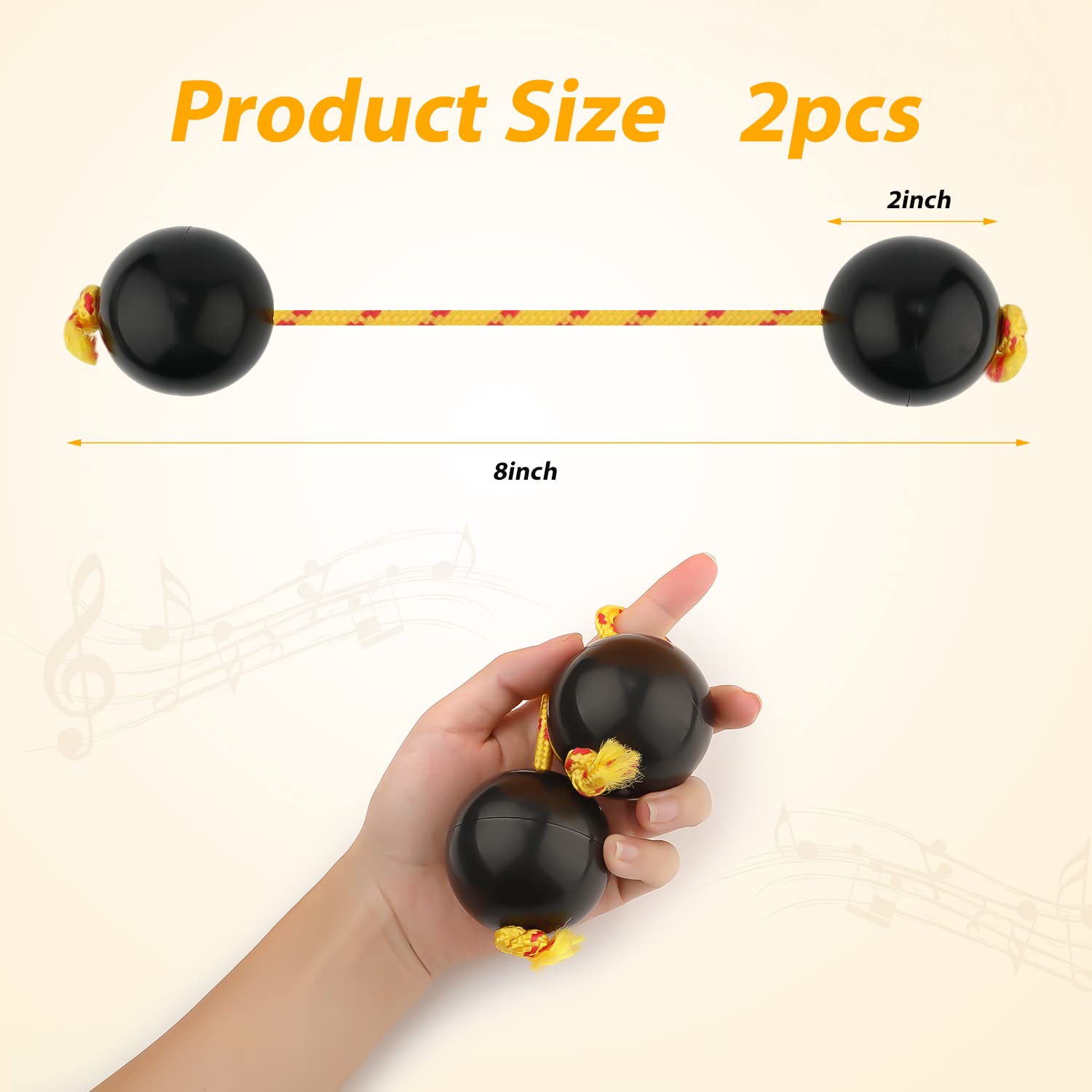 2 pary Afrykańskiego Instrumentu Kashaka, Aslatuas Rhythmic Ball Kashaka Instruments Klasyczny Grzechotka Ręczny Wstrząsacz Perkusyjny dla dzieci Dorosłych Wesela Imprezy Klasa muzyczna (czarny)