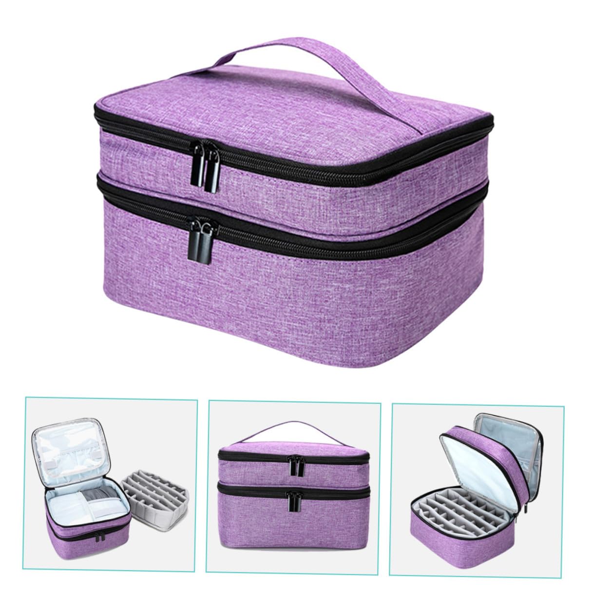 Porta Smalti Organizer in Borsa da Viaggio Custodia per Oli Essenziali e Smalto Organizer per Smalto Cerniera Doppio Cursore