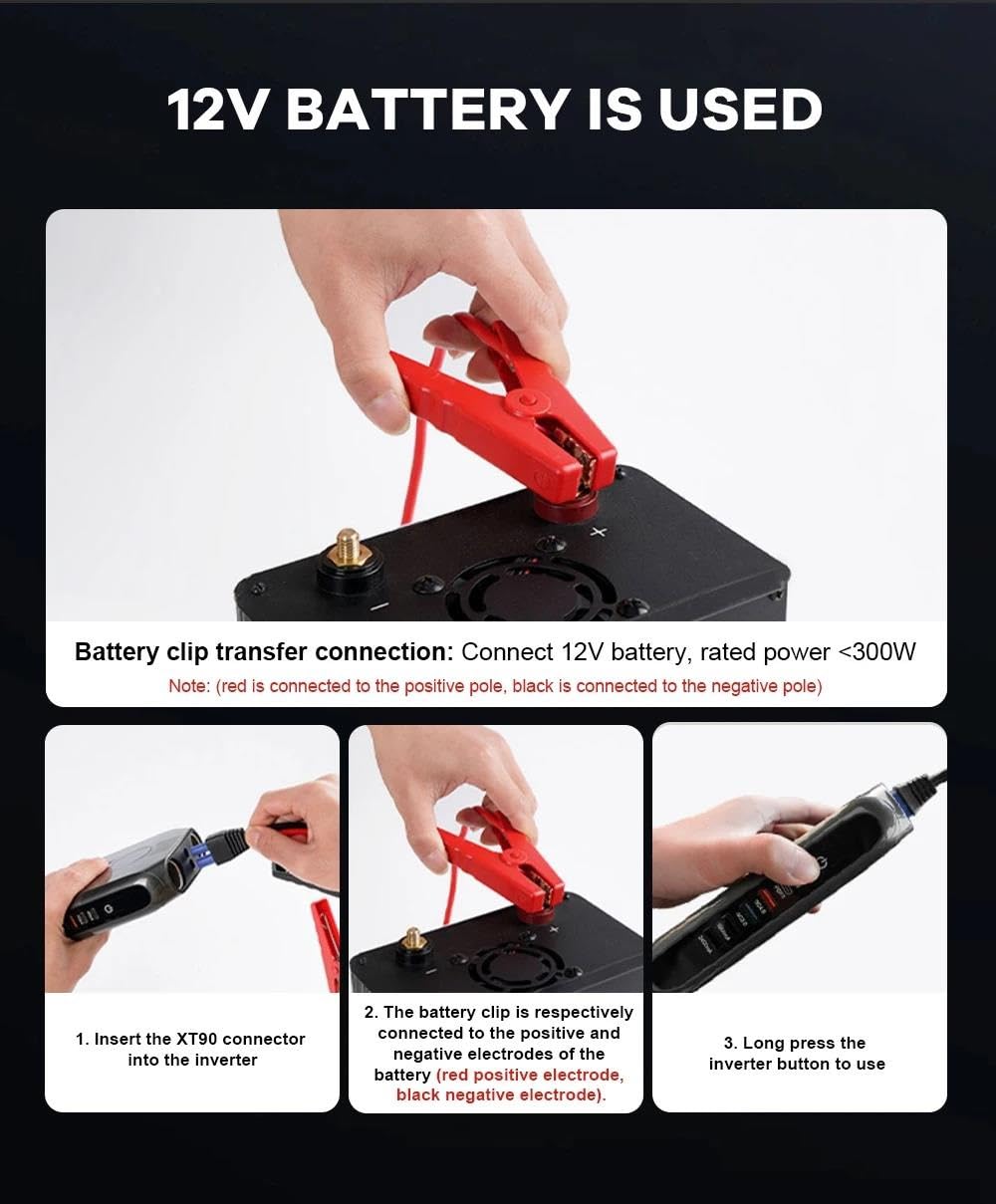 Inversor De 300W 12v 220v Sinus Multi USB C QC4.0 PD3. Carga Rápida Encendedor Divisor Portátil Cargador Coche Transformador Inversor Onda Pura