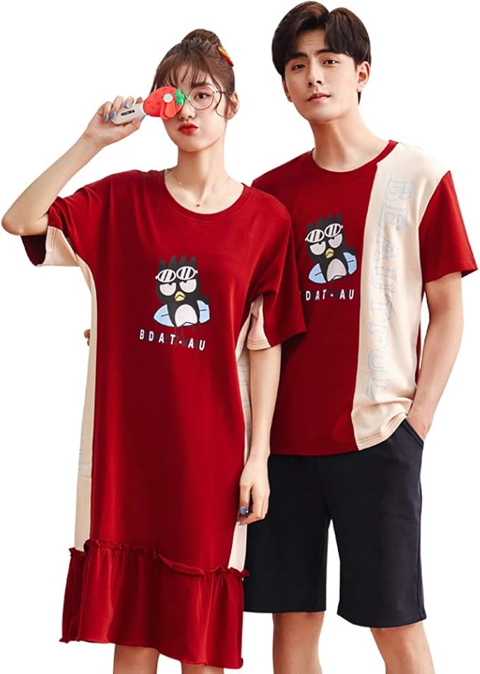 Amazon ペアルック カップル2着セットルームウェア ペア 上下セット ワンピースパジャマ 母の日 父の日 カップル ペアルック 半袖 春 夏 部屋着 寝間着 赤 お揃い ペアパジャマ メンズ レディース ギフト 結婚祝い 大きいサイズ パジャマ 通販