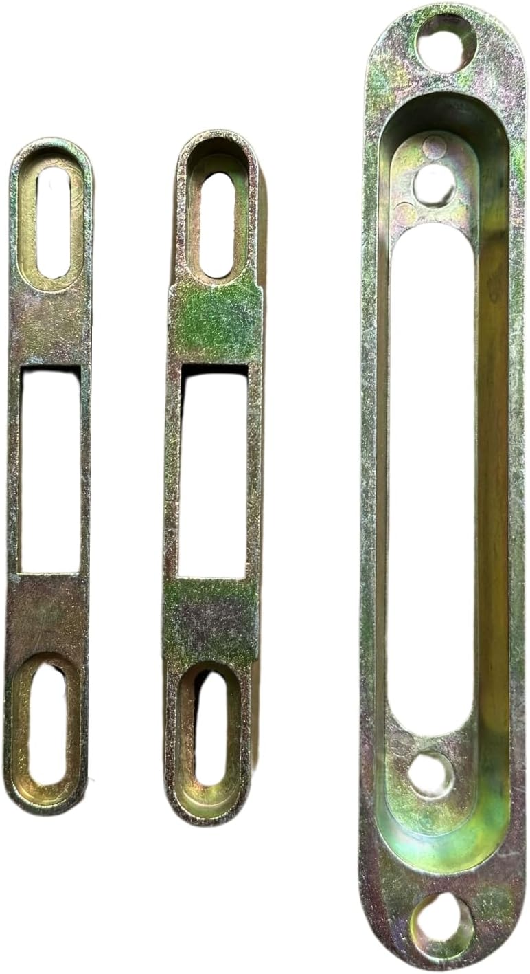 5-3/4" Pocket Trim Adapter Plate with 5-1/4" Hole Spacing and Two Raised Keepers for Standard Sliding Patio Glass Door Mortise Lock Replacement and Repair