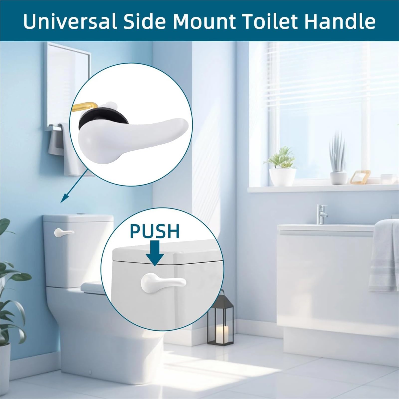 Palanca para Cisterna para Inodoro Paquete De 2 Palancas Descarga for Manija Inodoro | Tanque de repuesto de montaje frontal universal, color blanco