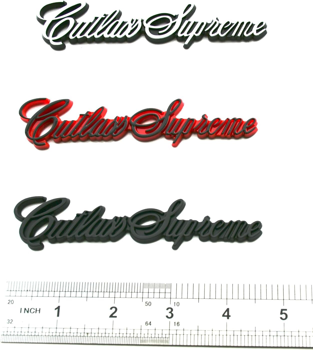 2pcs Cutlass Sail Panel Script Emblem Badge 3D Nameplate Letter Replacement for Supreme 1978-1988 Repro 20085597 (Redline)