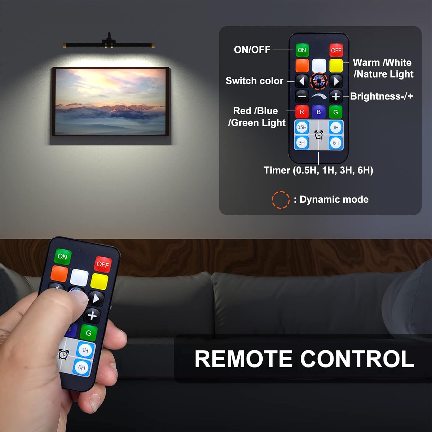 Starxing Picture Light with Remote, Led Accent Light Painting Plug in, Magnetic Art Lighting Rotatable, Dart Board Light RGB Dimmable, Spotlight Timer for Display Frame Portrait Mirror Wall Indoor