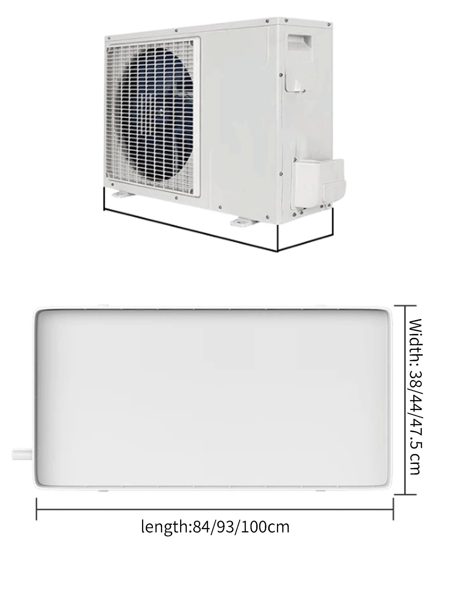 Generisch Wanna kondensatowa z tworzywa sztucznego z wężem odpływowym do klimatyzacji, do użytku wewnątrz i na zewnątrz (300 cm, 80 x 32,5 x 3 cm) – trwała tacka ociekowa