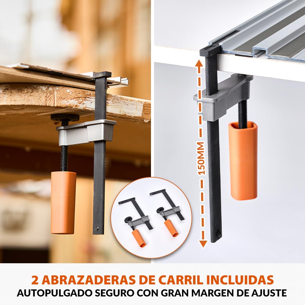 Evolution Power Tools ST1400-G2 Carril Guía Para Sierra Circular | Universal Para La Mayoría De Las Marcas Makita, Bosch, Festool | 1.4m (2 x 700mm) | Incl. Accesorio De Tope Final