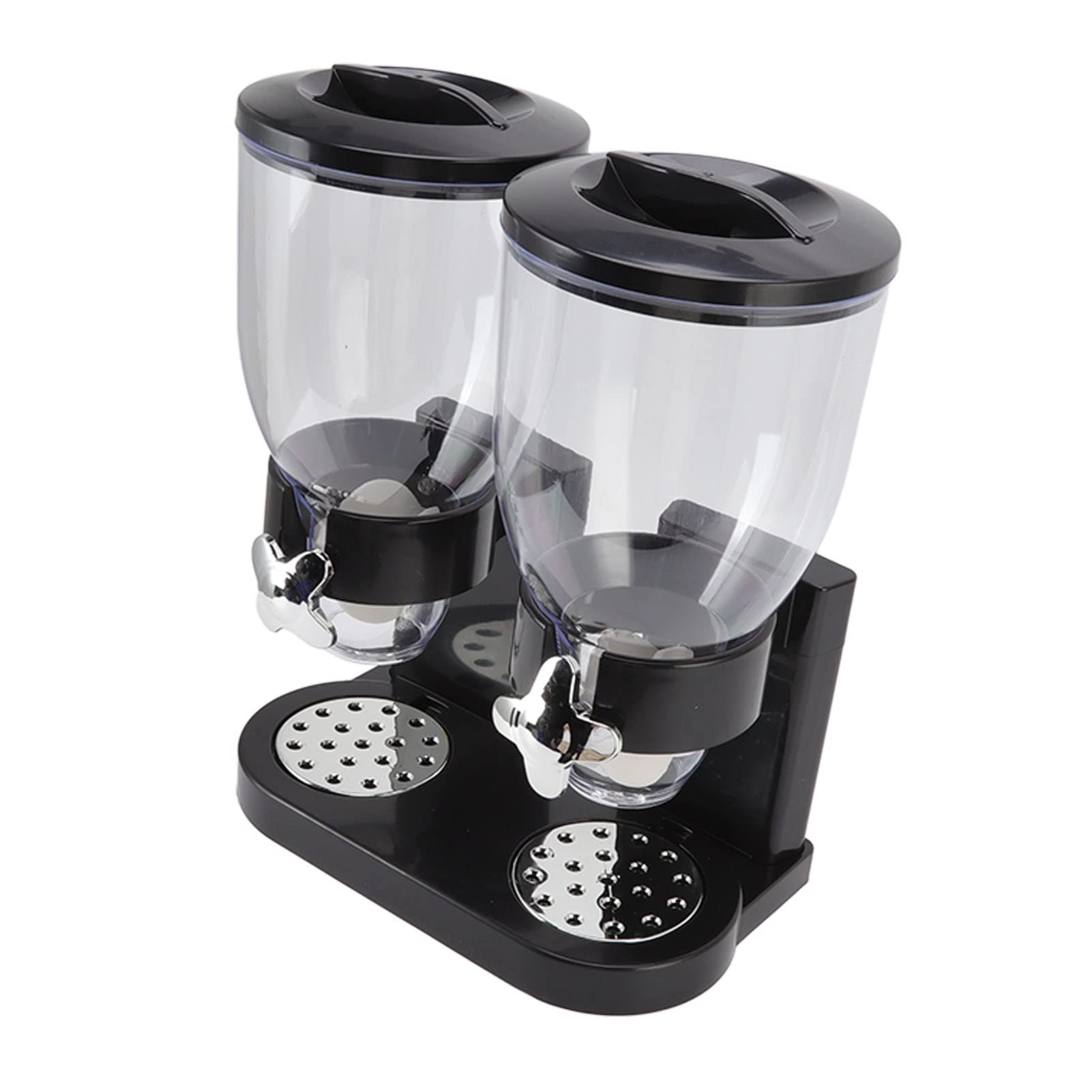 Dispensador de cereales con recipientes dobles de ABS, gran capacidad de 7 litros, funcionamiento hermético y giratorio para almacenamiento en la encimera de la cocina, (Negra)