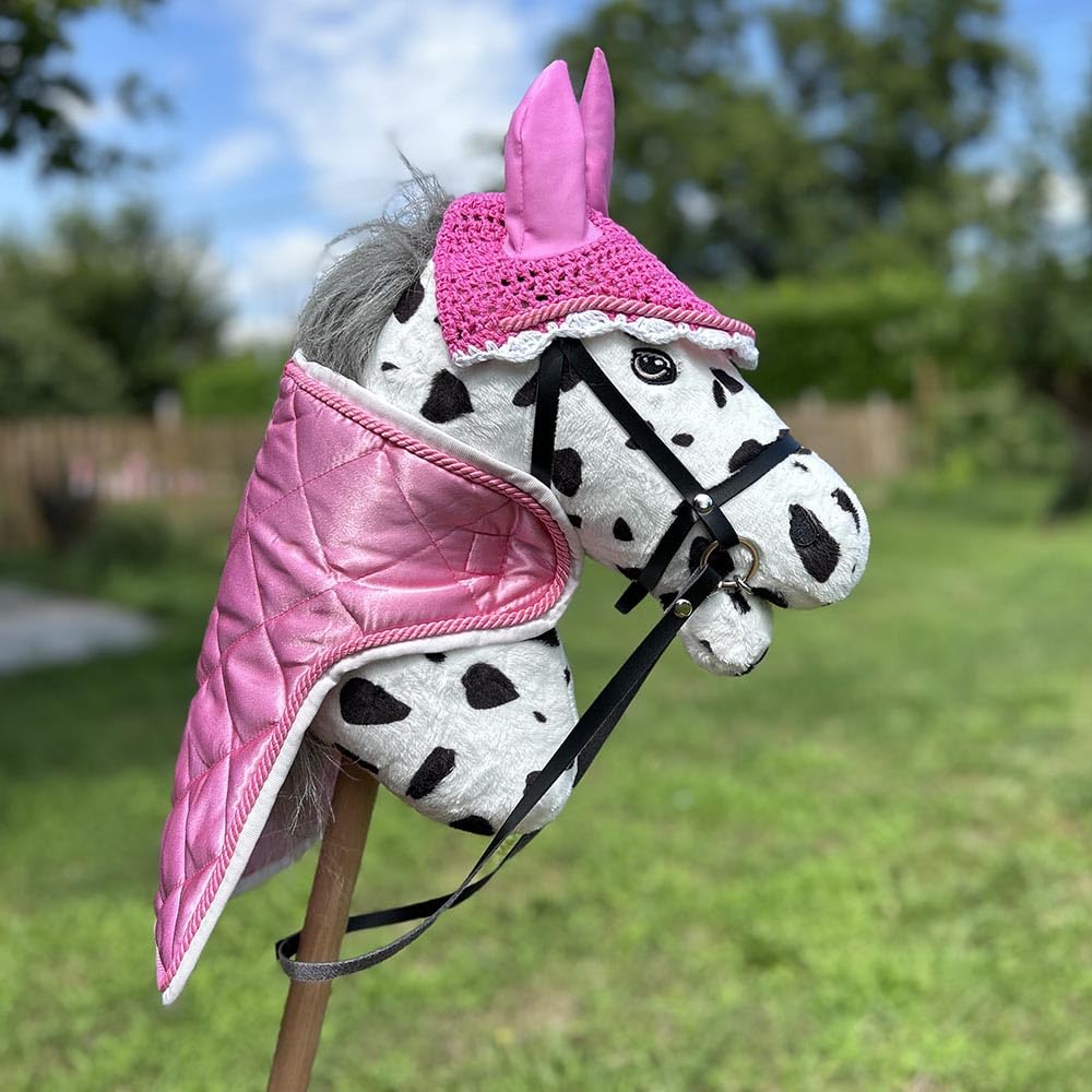 Zubehör-Set Rosa für Hobby Horse und Stichpferd: Halfter mit Führstrick + Decke + Fliegenhaube