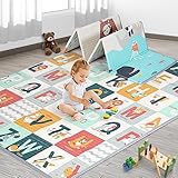 MEM Baby Play Mat 79" x 71", Foldable Baby Play Mats for Floor, Reversible Waterproof Foam Playmat f