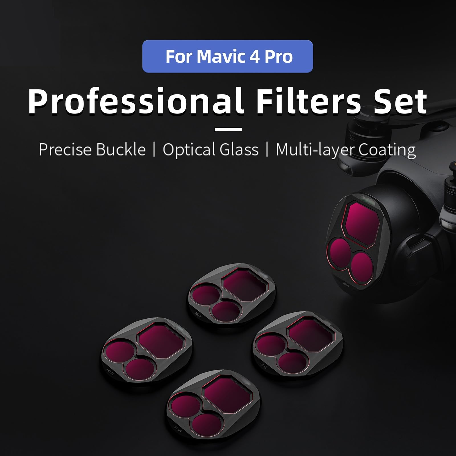 Juego de filtros ND&CPL, filtros CPL ND8 ND16 ND32 ND64 compatibles con drone DJI Mini 4 Pro, polarizador y protector de lente de cámara de vidrio óptico HD multicapa (ND8/16/32/64)
