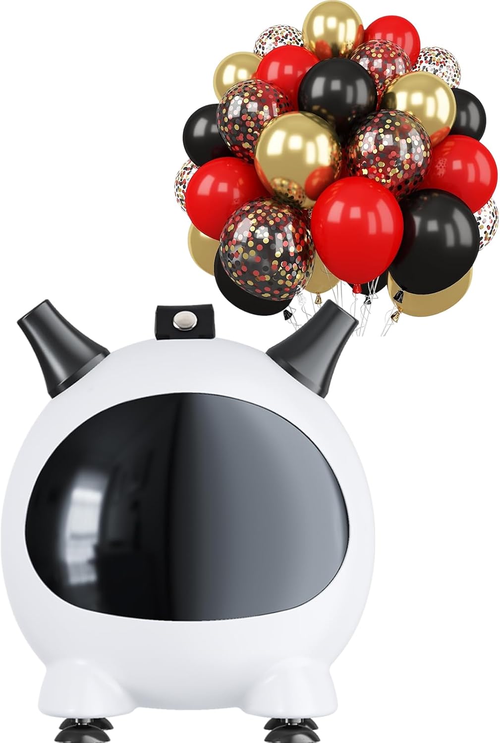 Red Black Balloons and Balloon Pump Electric, 60 Pcs Red Black Gold Balloons Black Red Balloon and Portable 600W Air Pump with 2 Nozzles for Birthday Casino Theme Graduation New Year Party Decorations