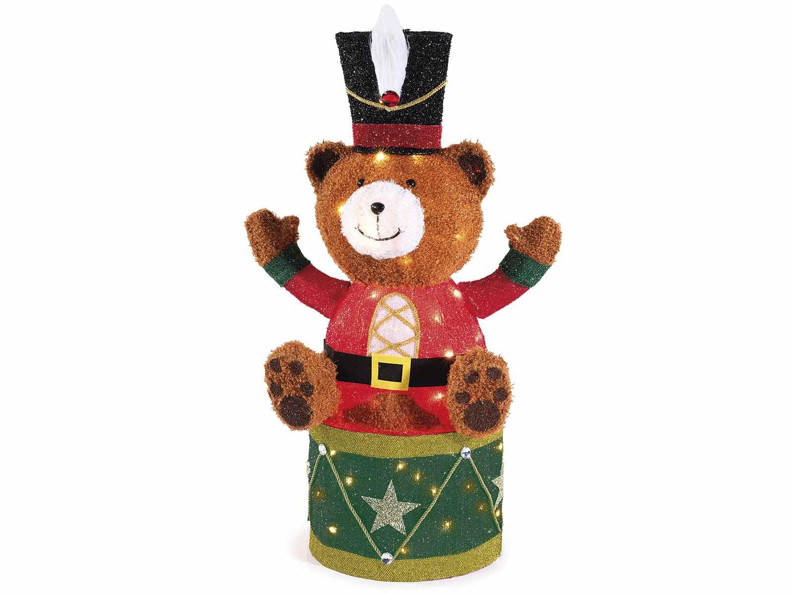 Gruppo Maruccia - Luminaria Natalizia a Forma di Orso su Tamburo - Decorazione per Casa, Negozi, Vetrine - Uso Interno ed Esterno - Altezza 90 cm