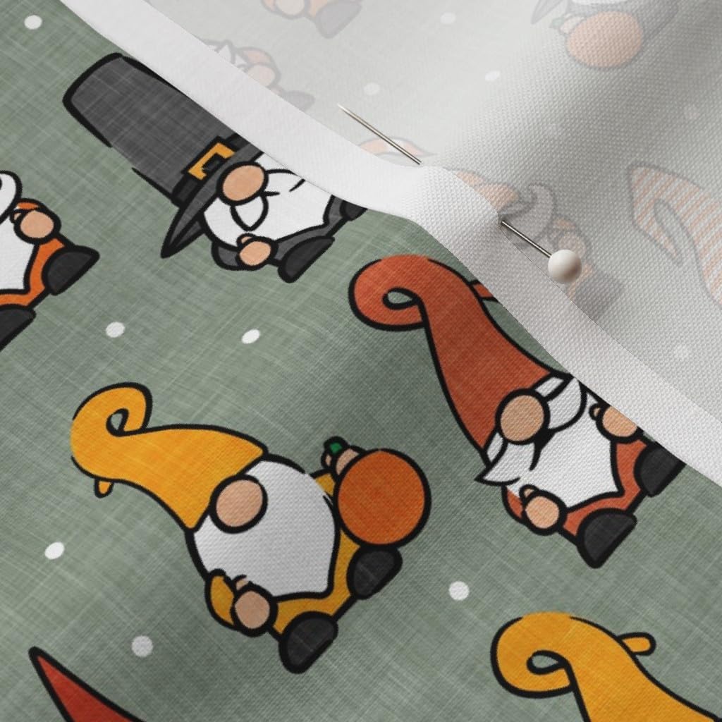 Spoonflower Fabric - Eucalyptus Green Polka Dots Scandinavian Gnomes Earth Tones Printed on Petal Signature Cotton Fabric by the Yard - Sewing Quilting Apparel Crafts Decor