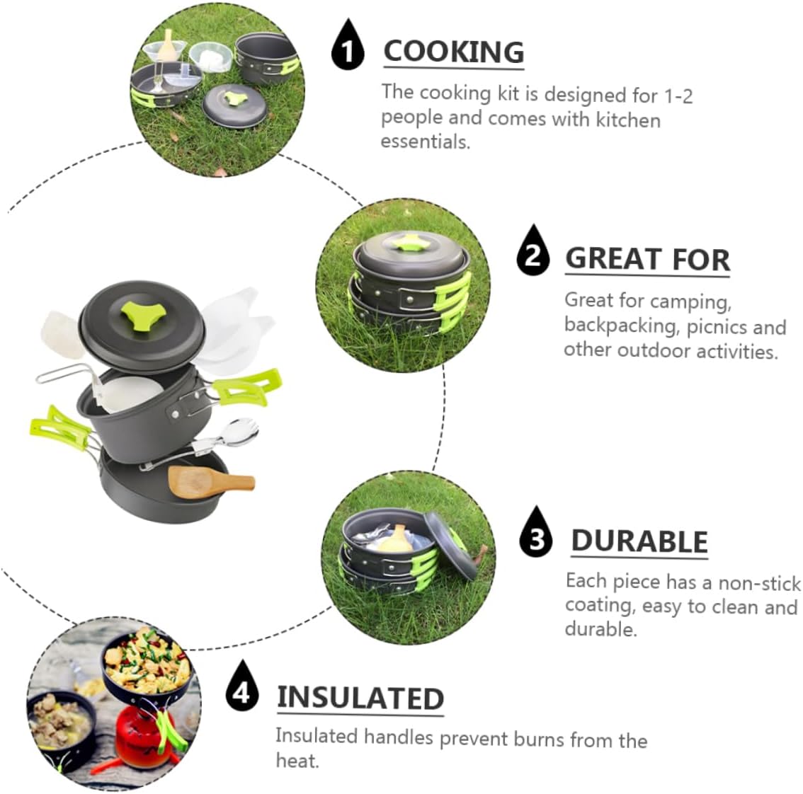 Sosoport Outdoor Cookware Camp Kettle Camping Games Dinnerware Kettles Camping Cookware Camping Pans Camping