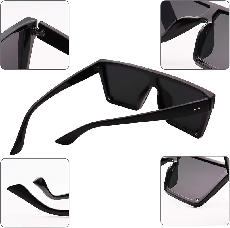 FOURCHEN Négyzetes Túlméretezett Napszemüveg Női Férfi Unisex Nagy Keret Lapos Felső Divatos Retro Stílus