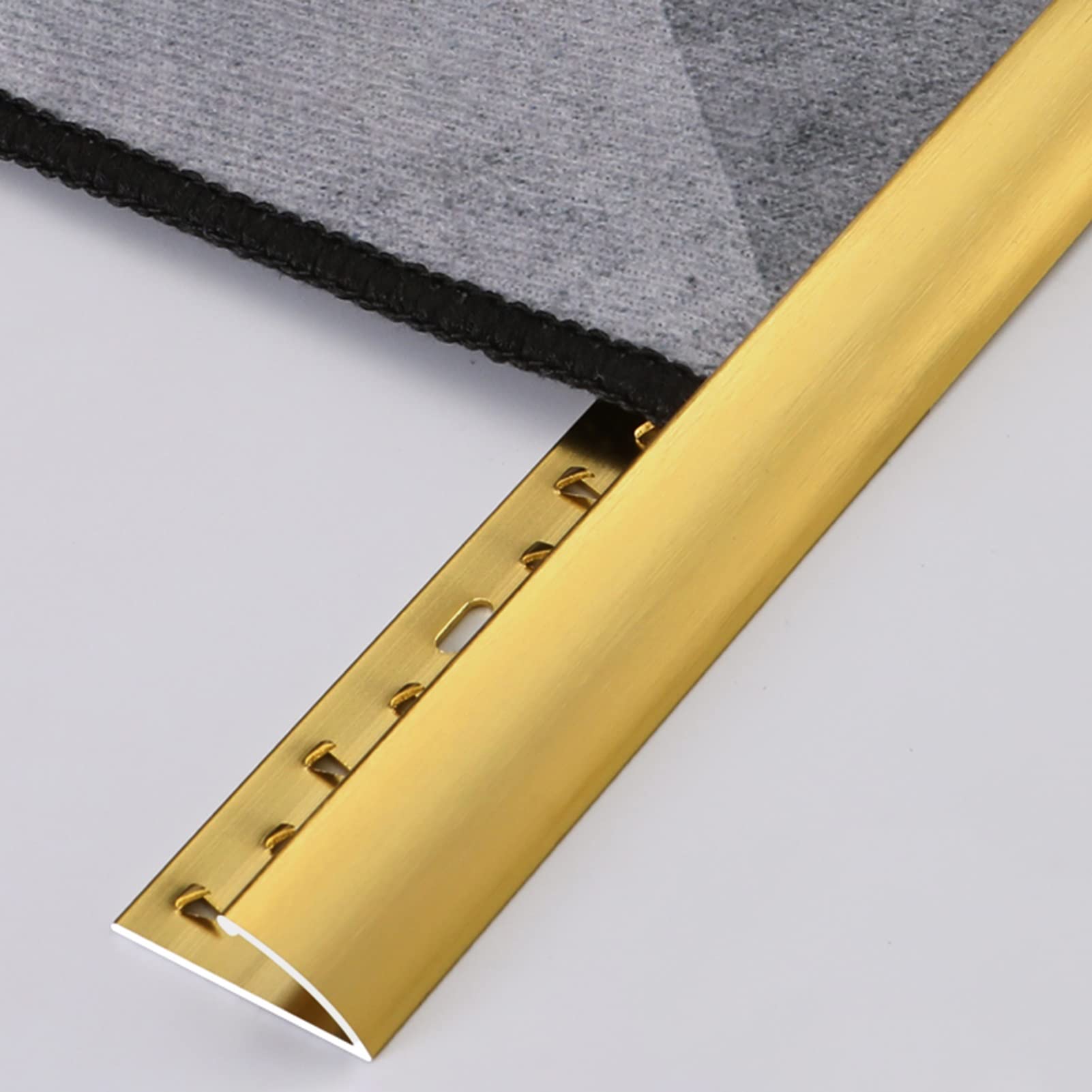 Schwellenleiste Teppichkanten-Zierstreifen, Teppich zu Fliese/Boden/Holz, Bogen-Teppich-Kantenschutzstreifen mit Schrauben, Glatte Übergänge (Color : Gold)