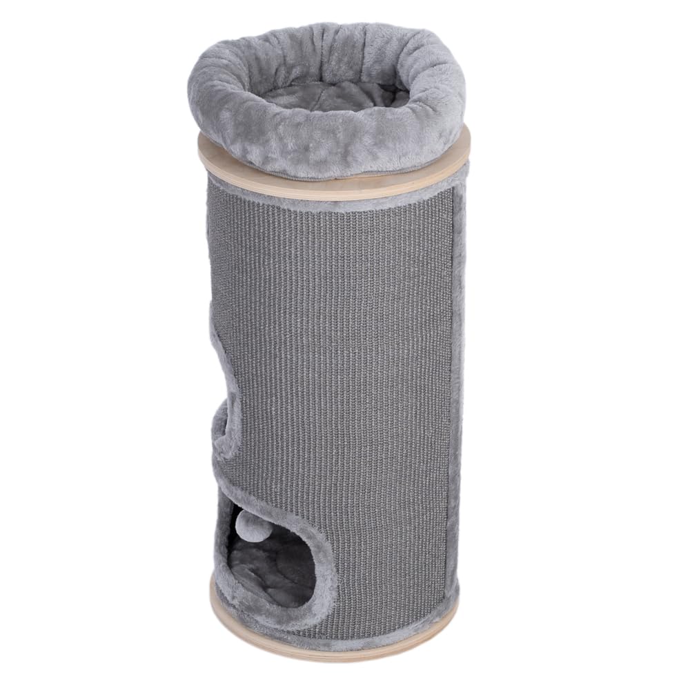 Natural Paradise - Rascador Primrose | Barril rascador estable con resistente alfombra de sisal | Gris claro | 110 x 49 cm de diámetro