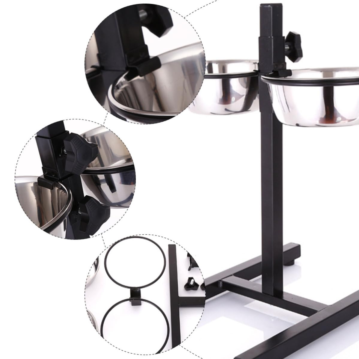 Healvian Gamelle Supports Bols Chien Hauteur pour Réglable en Acier 2 Inoxydable Pliables avec Base Stable à Quatre pour Alimentation et Eau en Voyage