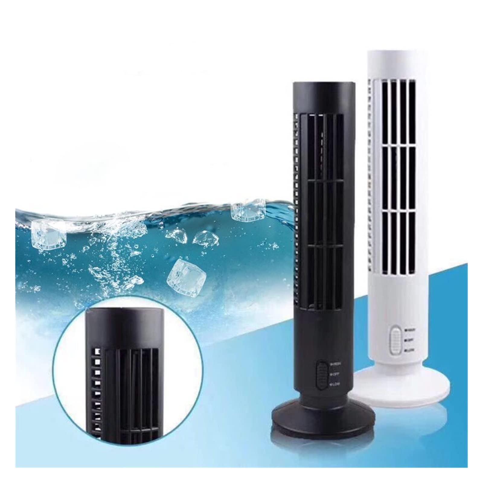 Ventilatore a torre silenzioso senza pale, Mini USB senza lama portatile desktop torre verticale dispositivo di raffreddamento silenzioso Home Office nero bianco(Black)