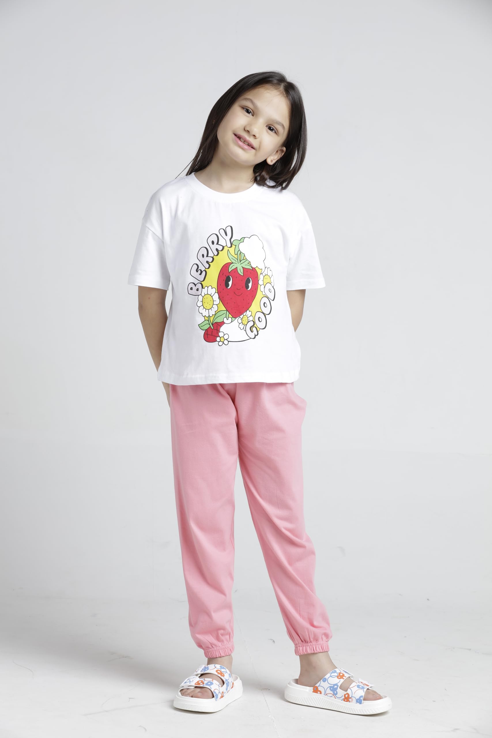 T2F Conjunto de ropa de algodón estampado de camiseta y pantalón para niñas (paquete de 3)