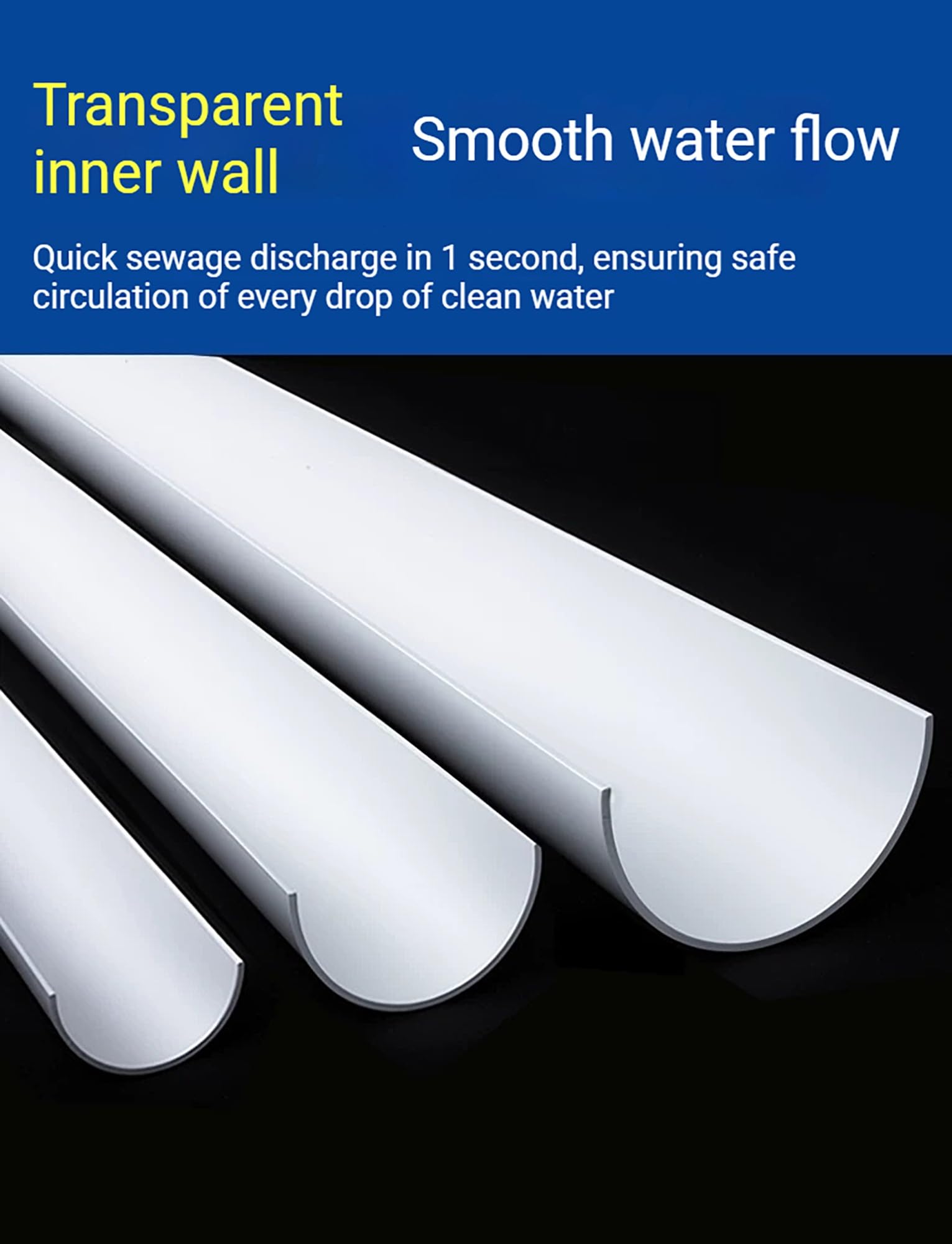 Tubo PVC Semicircular, Canal U Drenaje y Suministro Agua | Tubería engrosada con canal en U for drenaje, riego, conducción de agua y proyectos(100cm(39in),6.3cm(2.5in)-2mm)