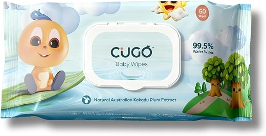 Cugo Baby Wipes, Gentle on Sensitive Skin, Plant-Based Fabric, 99.5% Water-Based, Natural Australian Kakadu Plum Infused, ...