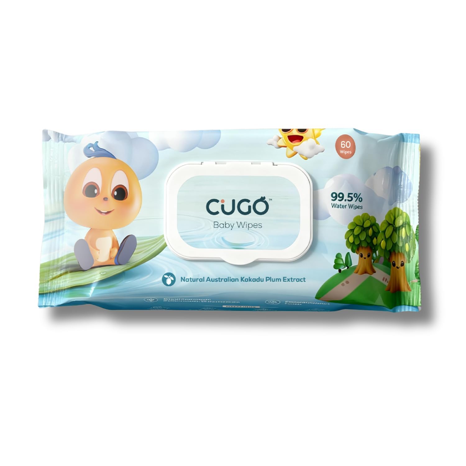 Baby Wipes, Gentle on Sensitive Skin, Plant-Based Fabric, 99.5% Water-Based, Natural Australian Kakadu Plum Infused, Dermatologically Tested, Newborn Safe, Biodegradable | Pack of 1-image-8