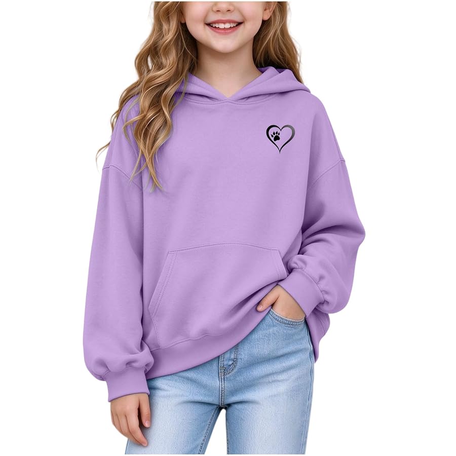 Hoodie Mädchen Kapuzenpullover Warme Fleecepullover Sweatshirt mit Katzen | Girl Herbst Winter Oberteile Mode Tops Casual Hoodies Kinder Winterpullover mit Taschen Kapuzen Lila 140, Bild 6