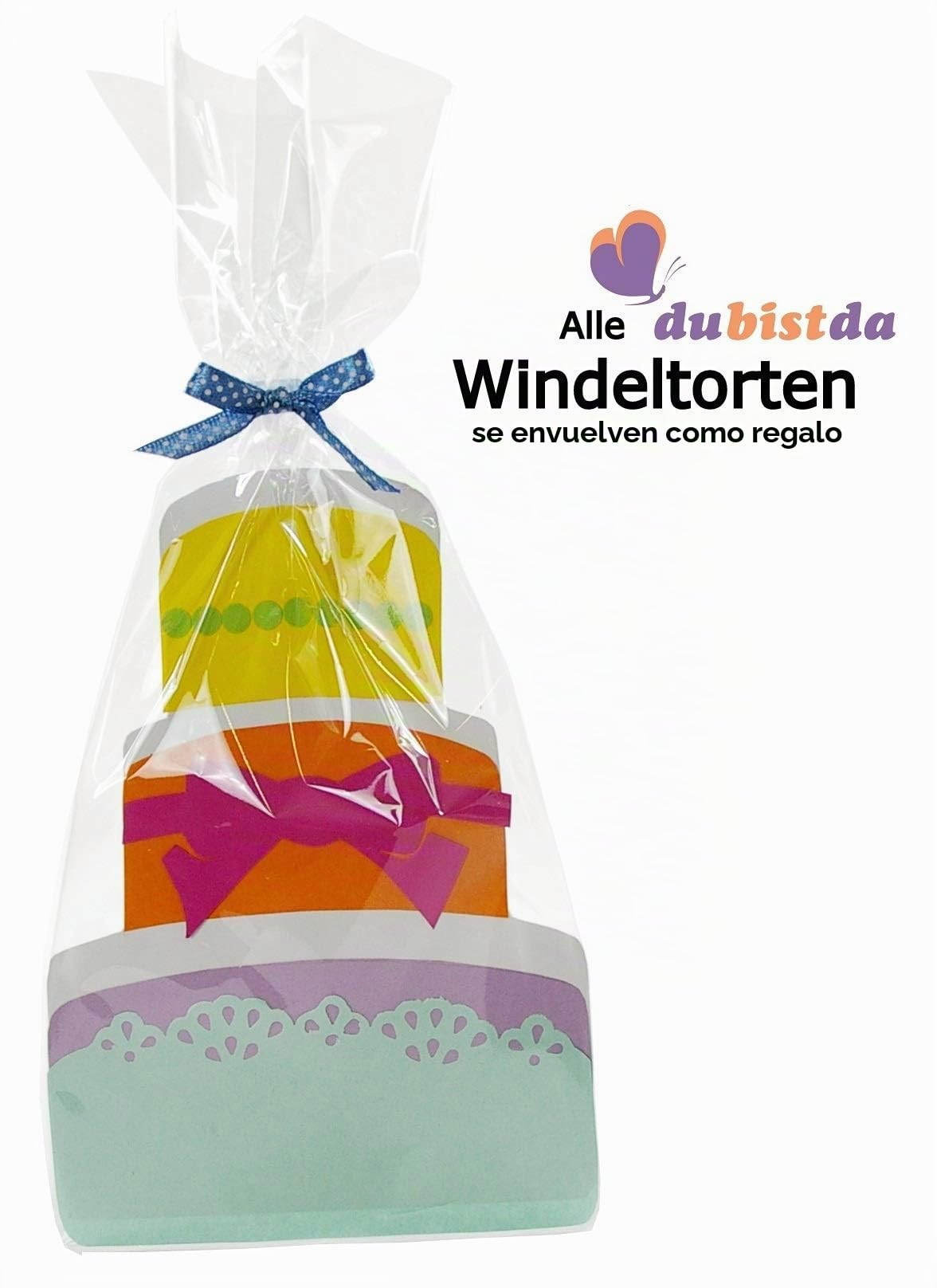 Tarta de pañales de color azul - Regalo para gemelos - Carrito de pañales para niños