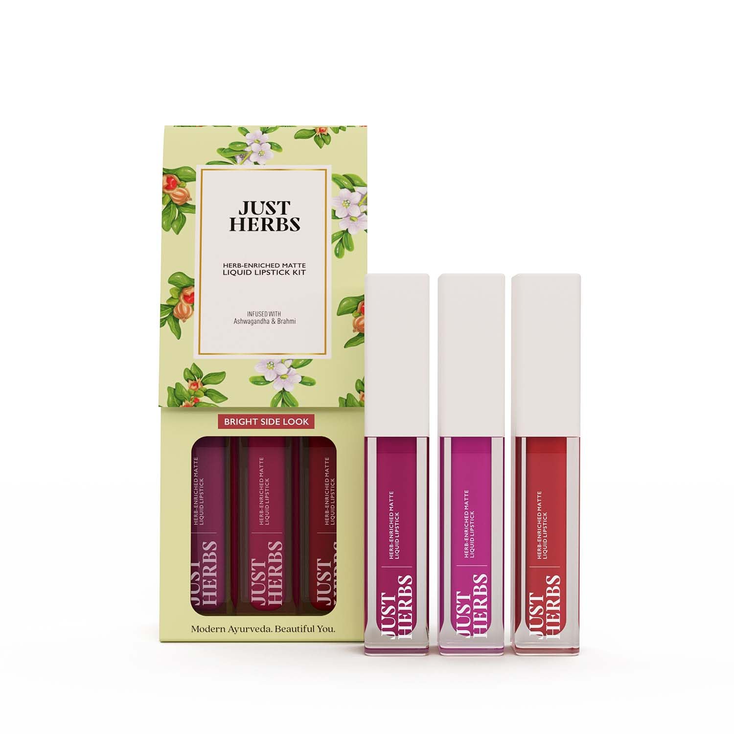 Just Herbs Herb Enriched Matte Liquid Lipstick | Set of 3 | Liquid Lipstick for Women | Bright Look | Hydrating & Lightweight | Ashwagandha & Brahmi-picture-20