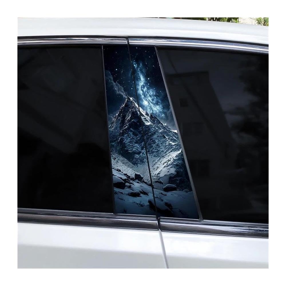 Decorative Items 2pcs Car B-Pillar Waterproof Decal Moon and Mountain DIY Car Door Pillar Decorative Decal(B)